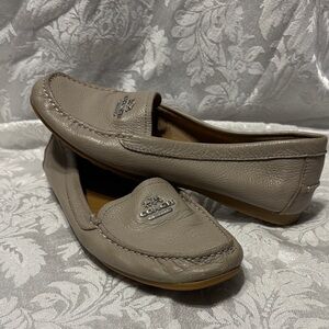 Coach Taupe Pebbled Leather Slip-On Loafers